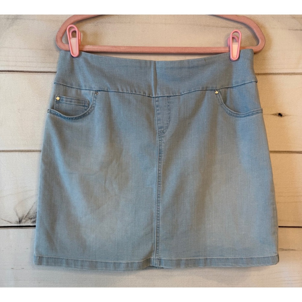 S.C. & Co. Sportswear Womens Denim Skort Light Wash Blue Stretch Size Large